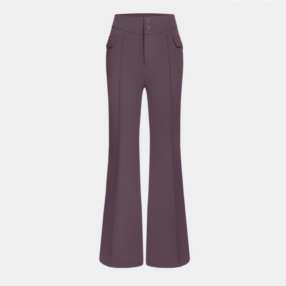 High waist button side flap pocket casual cargo pants